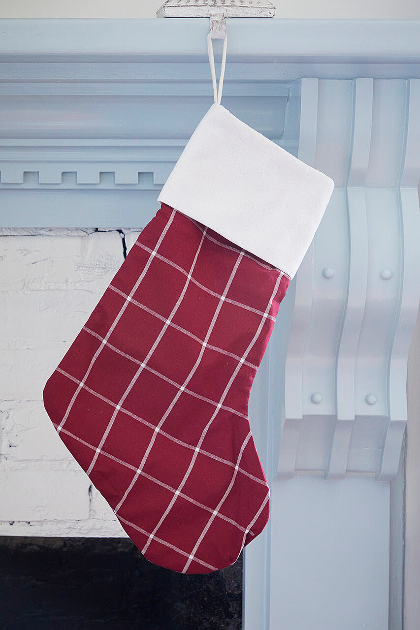 Burgundy Stocking with White Stripes