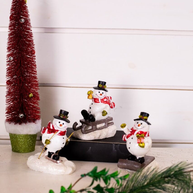 Jolly Snowman Resin Christmas Decor 6x3 Inch Holiday Table Accent