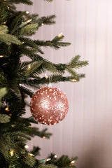 4.5” Pink Glitter Sequin Iced Ball Christmas Ornaments
