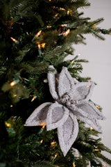22” x 12.5" Linen Frost Poinsettia Stem - Gray