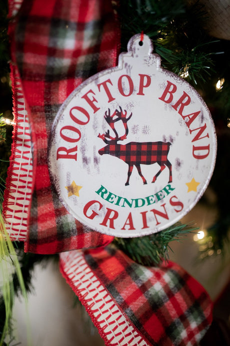 Buffalo Check Metal Christmas Ornament 7.5 Inch Farmhouse Decor