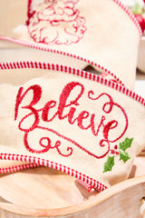 4" x 5 Yard Embroidered Santa Face/Believe Ribbon