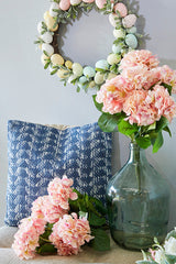 18" Recycled Polyester, Blue And Ivory Pattern Pillow with Polyester Fill
