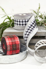4” x 10 Yard Snowy Plaid Wired Ribbon