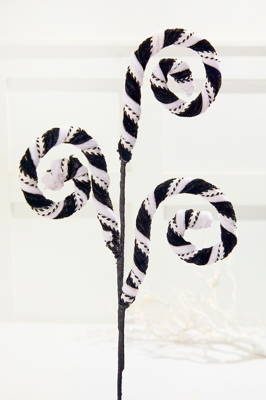 27" Velvet Stripe Spiral Curly Spray