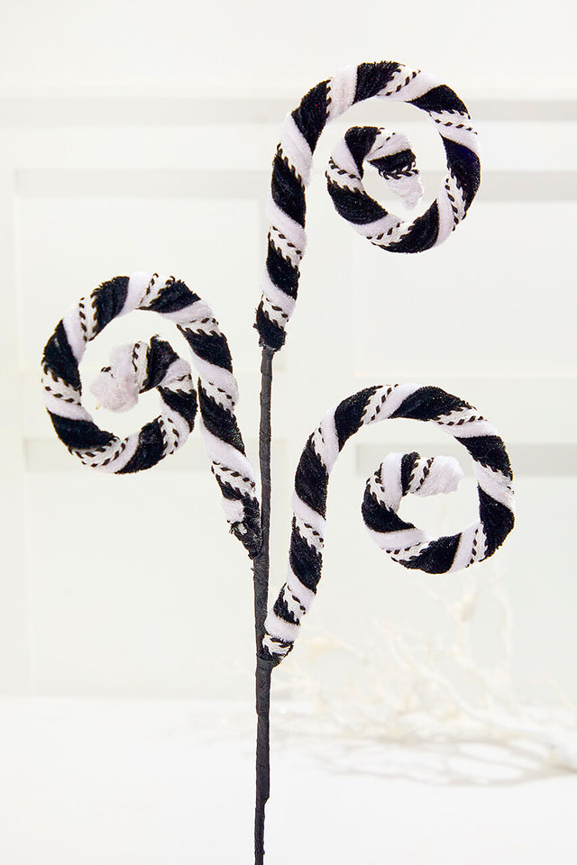 27" Velvet Stripe Spiral Curly Spray