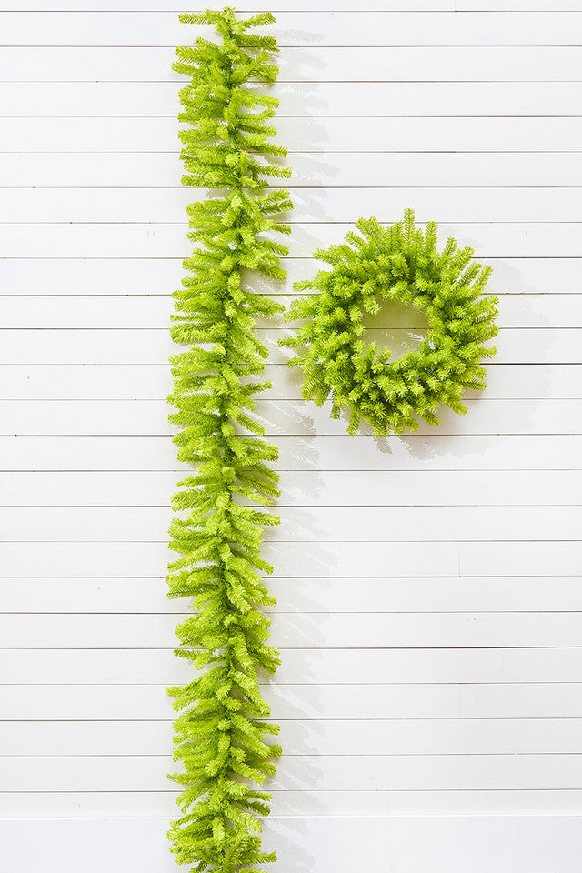 9' x 14 Inch Lime Green Holiday Garland