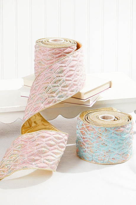 4" x 5 Yard Pink Chadwick Dupioni Back Ribbon