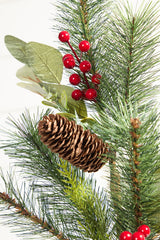 29 Inch Mixed Pine Berry Cone Spray – Rustic Woodland Texture for Festive Holiday Décor