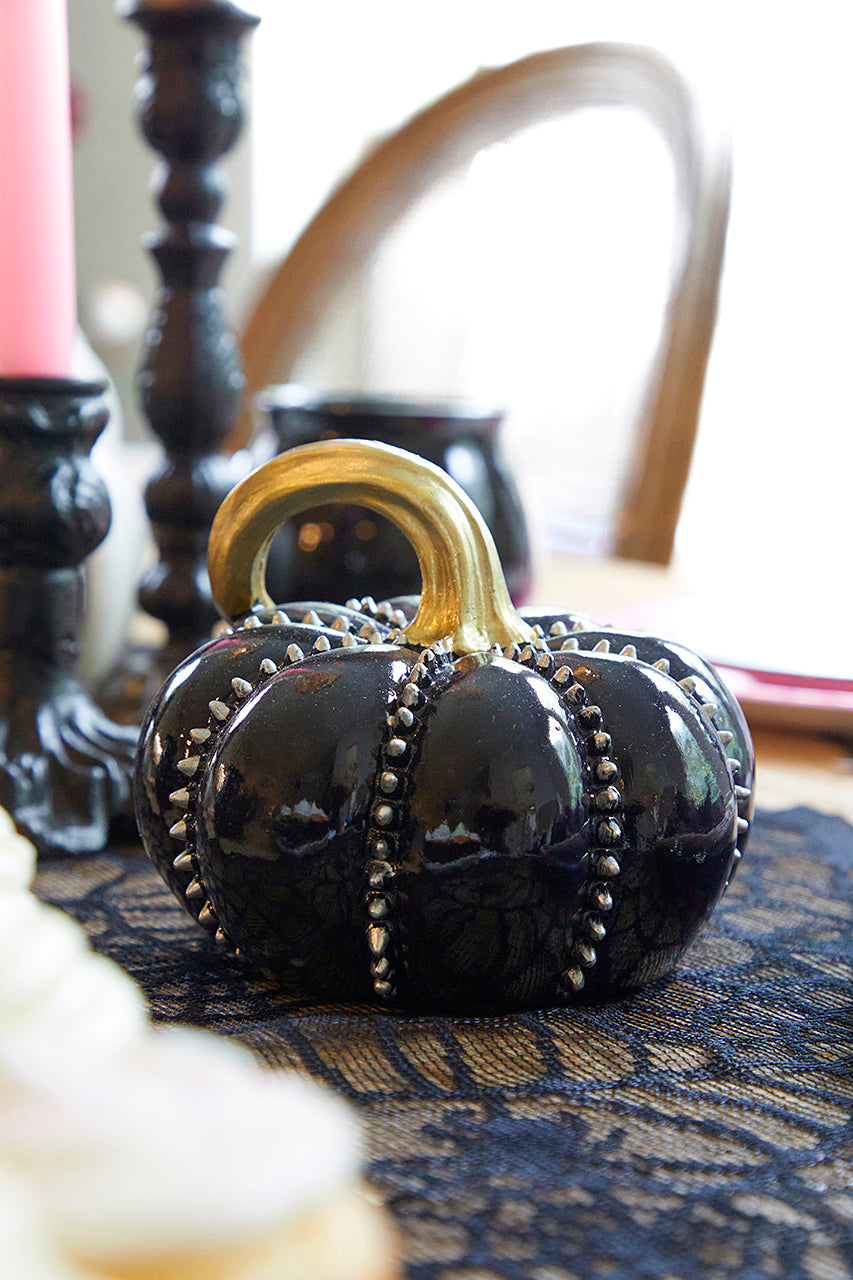 5" Resin Halloween Pumpkin with Spikes