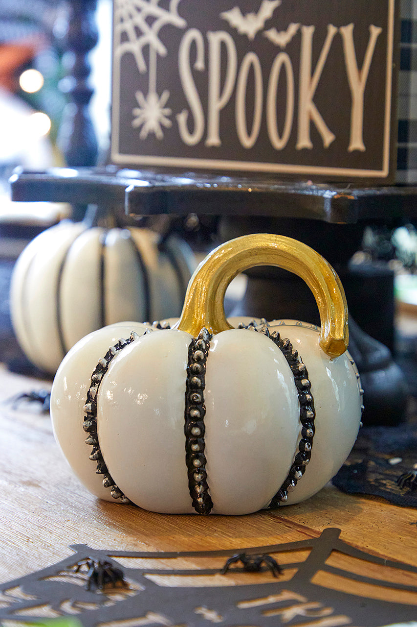 5" Resin Halloween Pumpkin with Spikes