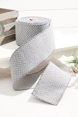 4” x 10 Yard Gray Woven Dot Knitted Ribbon