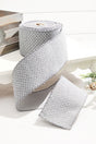 4” x 10 Yard Gray Woven Dot Knitted Ribbon