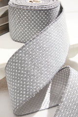 4” x 10 Yard Gray Woven Dot Knitted Ribbon