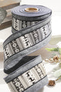 4” x 10 Yard Gray Wool Edge Scandinavian Center Stripe Ribbon