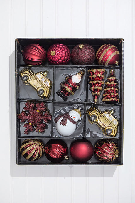 Christmas Shatterproof 25 Piece Assortment - Red, Gold