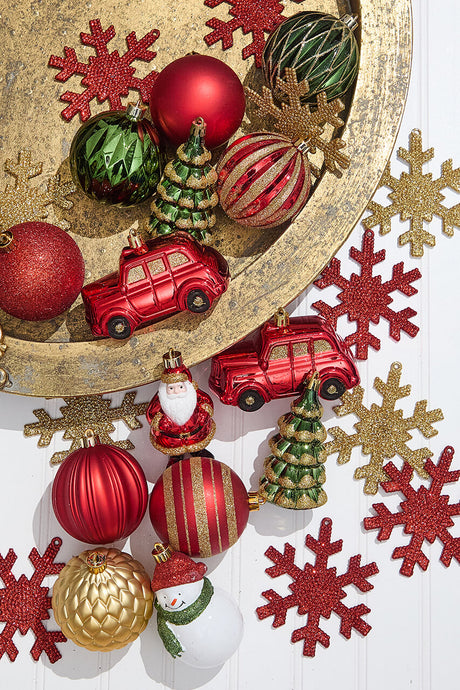 Christmas Shatterproof 25 Piece Assortment - Red, Green, Gold