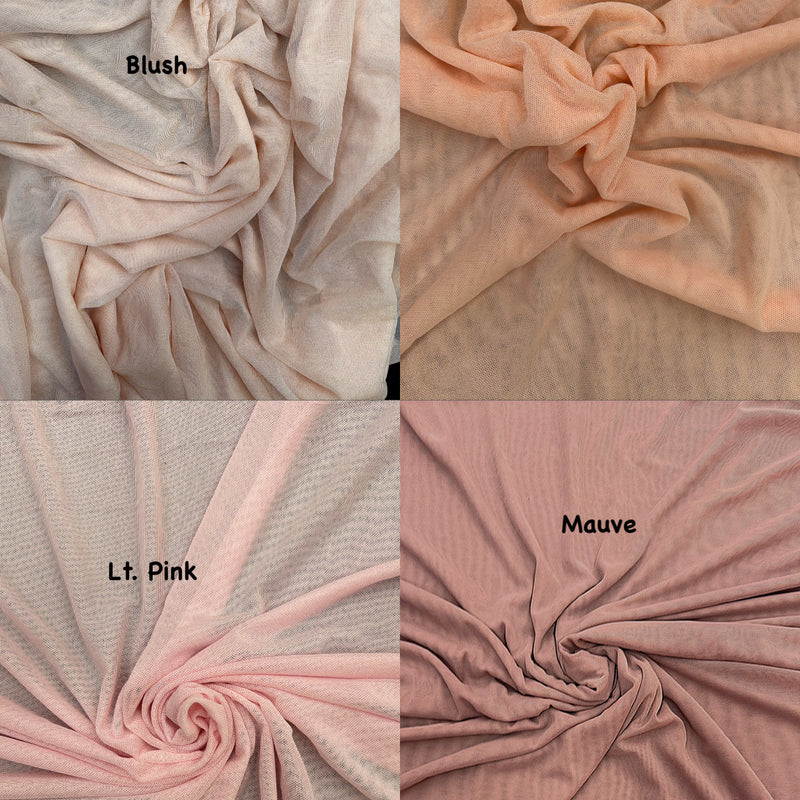 Power Mesh Nylon Spandex Fabric - Peach, Sheer Mesh, 60" Width