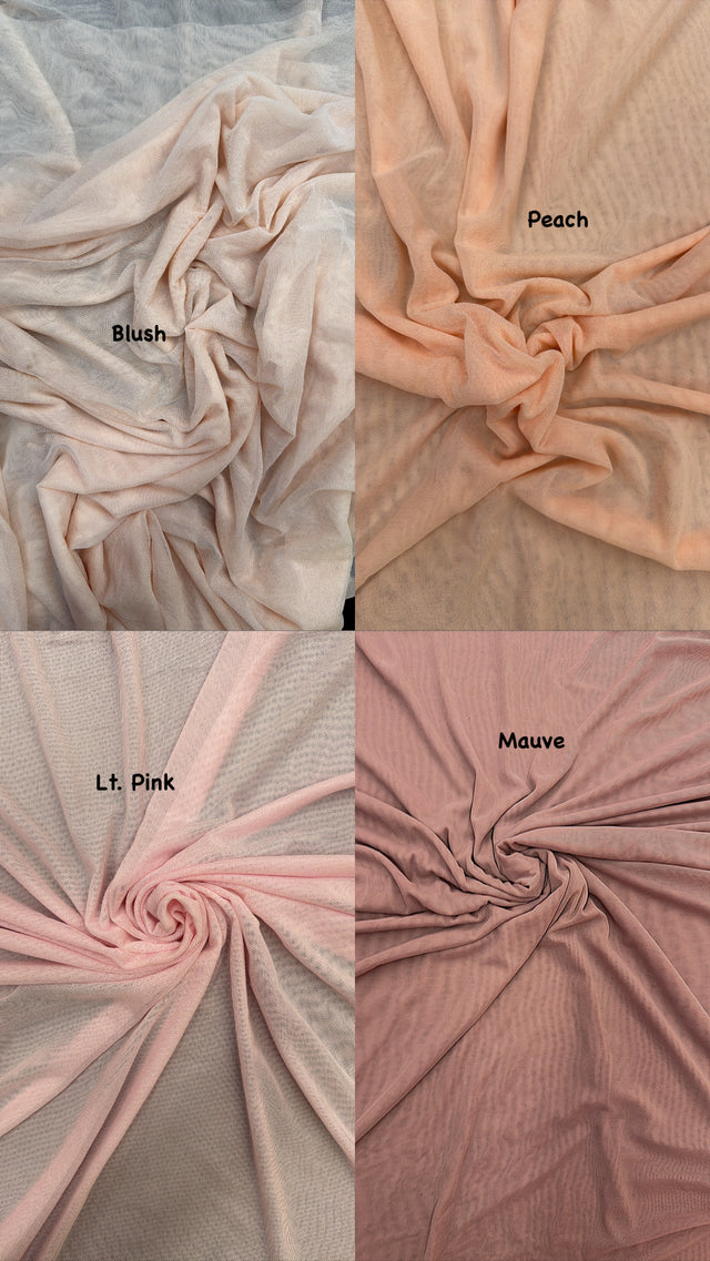 Power Mesh Nylon Spandex Fabric - Light Pink Sheer Mesh, 60" Width