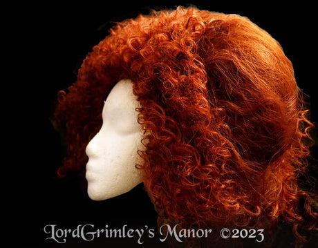 red synthetic wig fiber costume wig for halloween costumes and displays