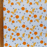 Swim Knit Daisies and Oranges on Blue
