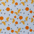 Swim Knit Daisies and Oranges on Blue