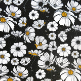 Swim Knit Daisies on Black Poly Spandex