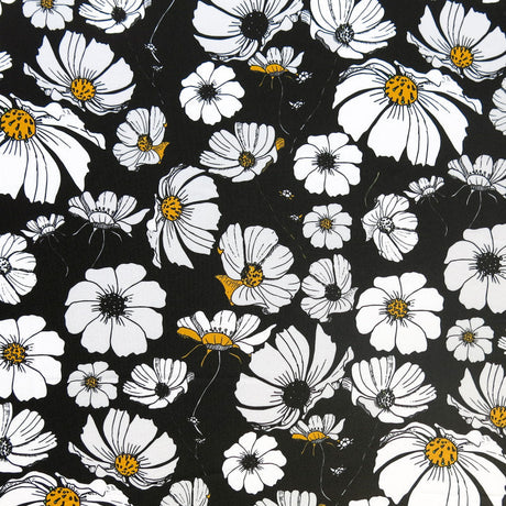 Swim Knit Daisies on Black Poly Spandex