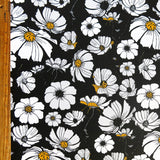 Swim Knit Daisies on Black Poly Spandex