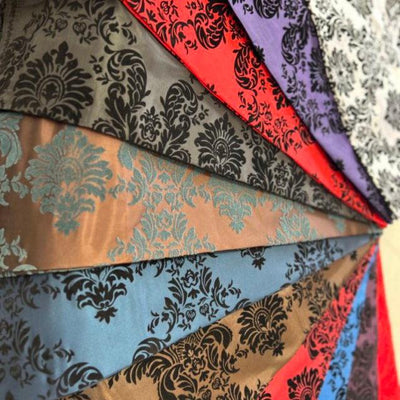 1 Yard Damask Flocking Taffeta Fabric 58 Inches Wide Elegant Velvet Design for Weddings & Décor