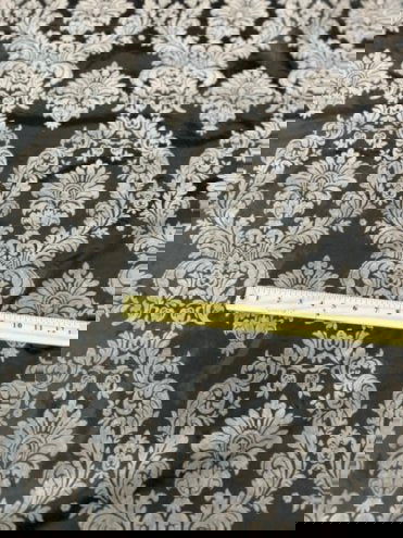 1 Yard Ornate Damask Flocking Taffeta Fabric for Distinctive Decor 58" Width