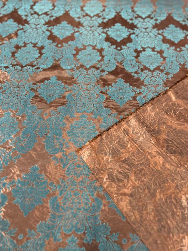 1 Yard Elegant Damask Flocking Taffeta Fabric for Decor & Events 58" Width