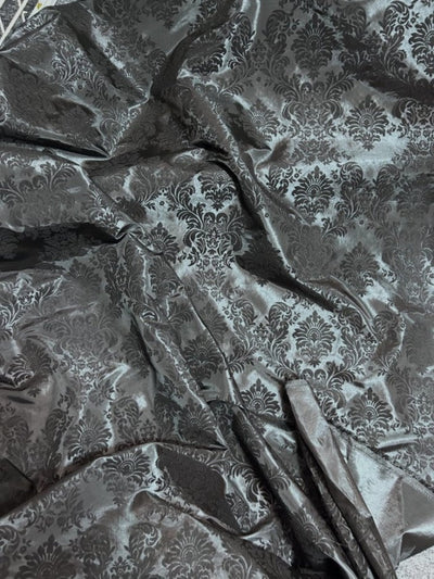 1 Yard Damask Flocking Taffeta Fabric 58 Inches Wide Elegant Velvet Design for Weddings & Décor
