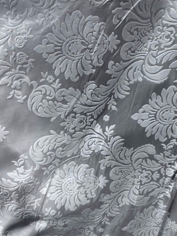 1 Yard Elegant Flocked Damask Taffeta Fabric for Events & Home - 58" Width