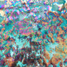 Dancing Music Polyester Spandex Fabric - Tie-Dye Print, Distressed Rainbow Foil, 56" Width (1 Yard)