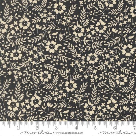 Cotton Print Dark Blue Arabesque Meadow Midnight Fabric