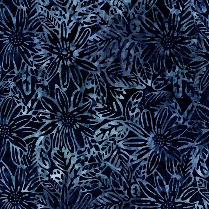Cotton Wideback Fabric Dark Blue Large Floral Luna
