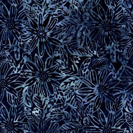 Cotton Wideback Fabric Dark Blue Large Floral Luna