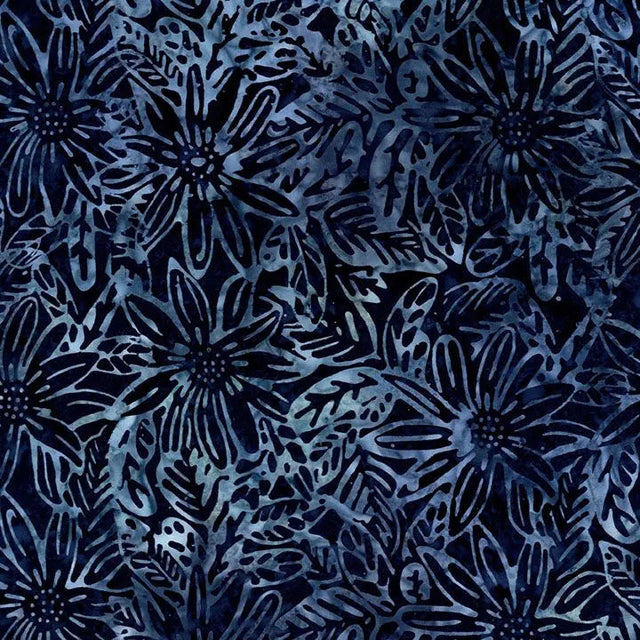 Cotton Wideback Fabric Dark Blue Large Floral Luna