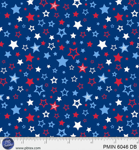 Cotton Patriotic Minis Print Fabric Dark Blue 44/45"