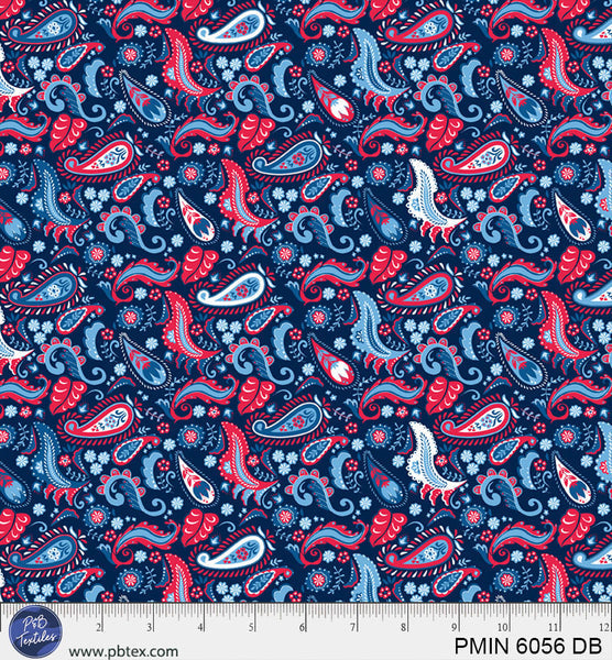 Cotton Patriotic Minis Print Fabric Dark Blue 44/45"