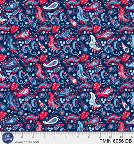 Cotton Patriotic Minis Print Fabric Dark Blue 44/45"