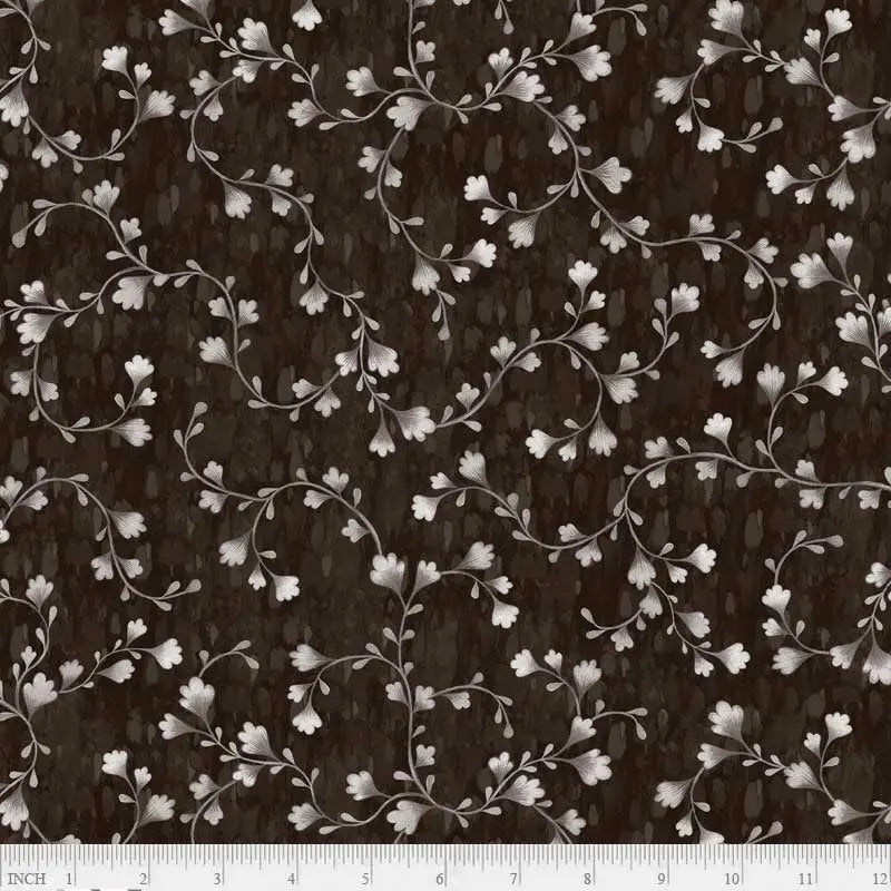 Cotton Wideback Fabric Dark Grey Vine Scroll 108"