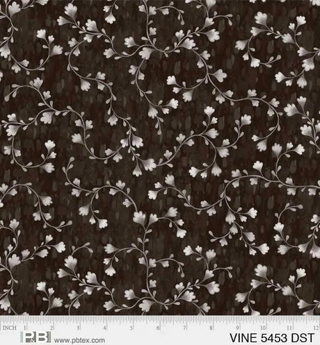 Cotton Wideback Fabric Dark Grey Vine Scroll 108"