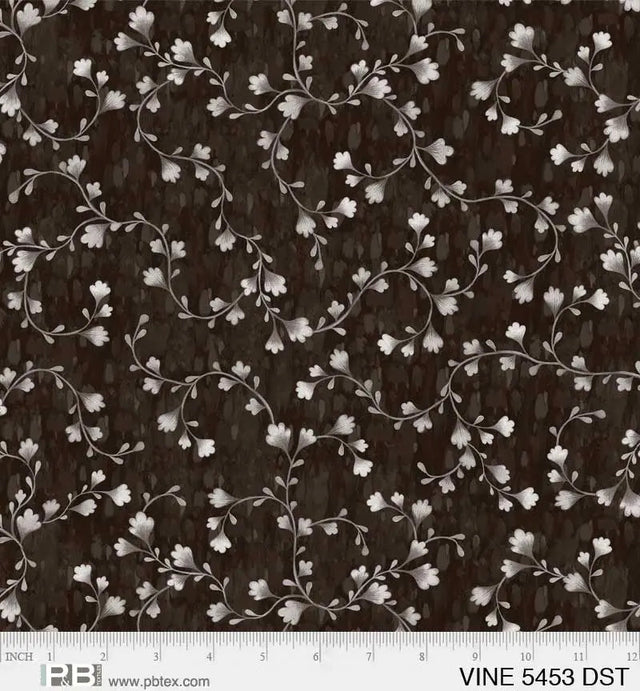 Cotton Wideback Fabric Dark Grey Vine Scroll 108"
