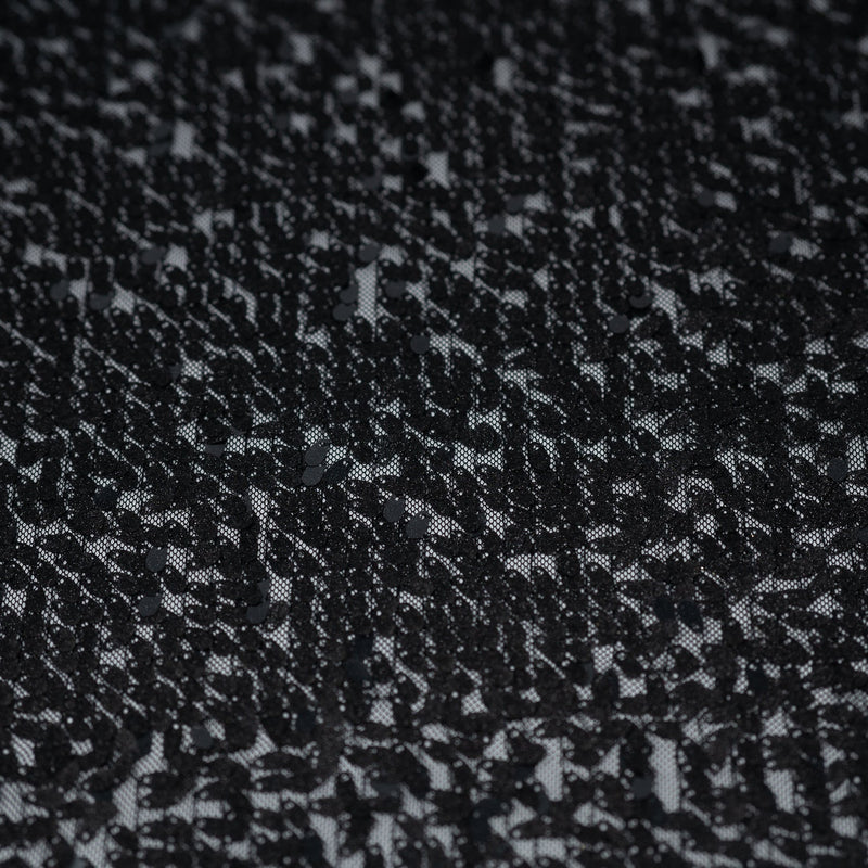 Dark Shimmer Mesh Sequin Fabric - Black Mesh Sequin, 58/56" Cut Width, 50" Usable Width (1 Yard)