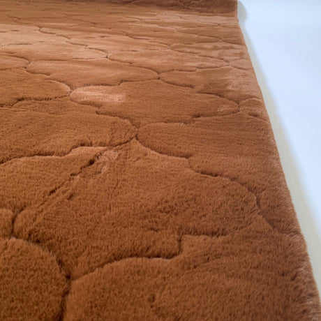 Soft Cozy Fuzzy Faux Fur Brown Clover Pattern Carpet/Rug for Modern Home Décor