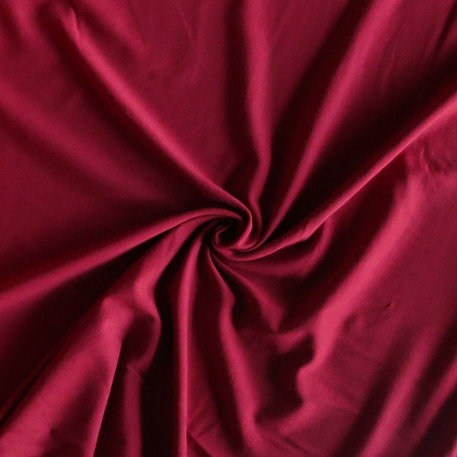 Bamboo Organic Cotton Spandex Jersey Knit Fabric Dark Red 18" Remnant