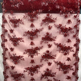 3D Beaded Floral Lace Mesh Fabric