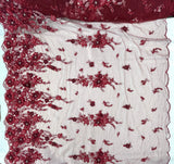 1 Yard Beaded 3D Floral Lace Fabric Embroidered on 100% Polyester Net Mesh | Lace USA - GD-2880 - Off White, White, Ivory, Blush, Champagne, Navy, Black, Red, and Silver